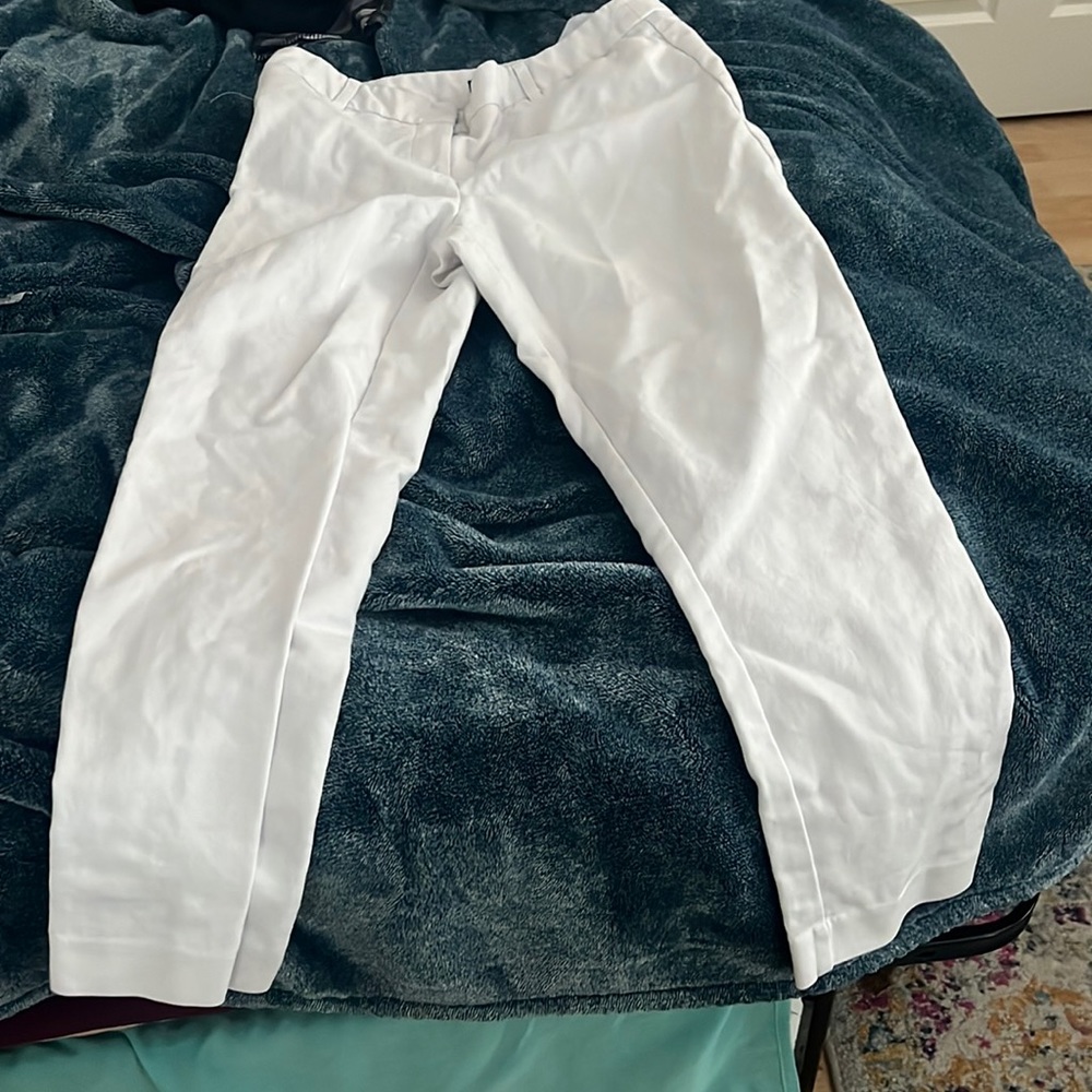 Ankle length white dress pants